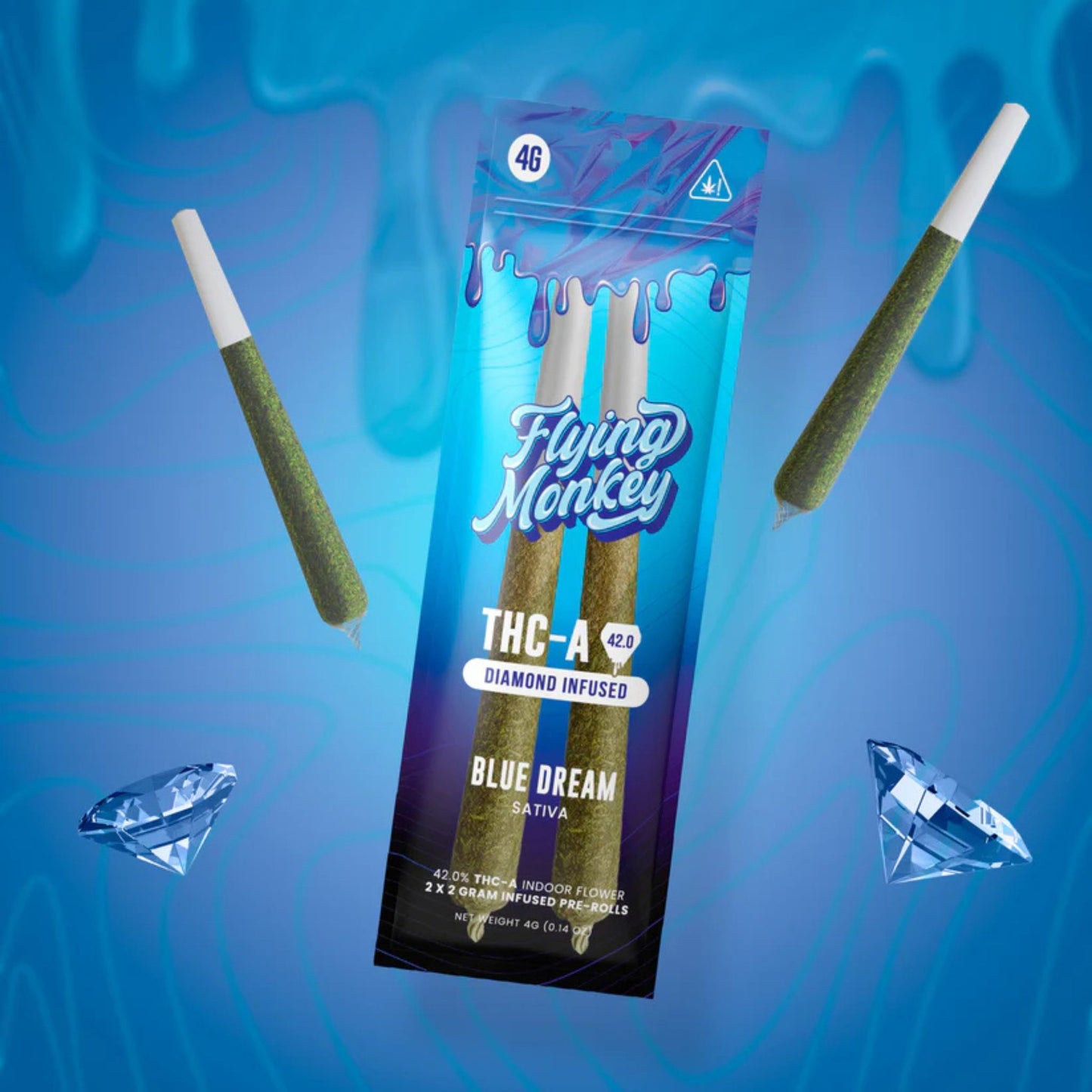 THC-A Pre-Rolls Flying Monkey - Diamond Infused Pre Rolls 4G