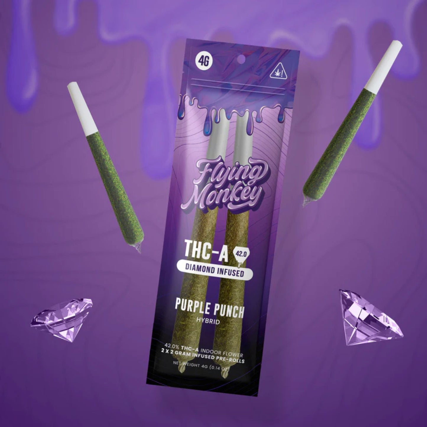 THC-A Pre-Rolls Flying Monkey - Diamond Infused Pre Rolls 4G