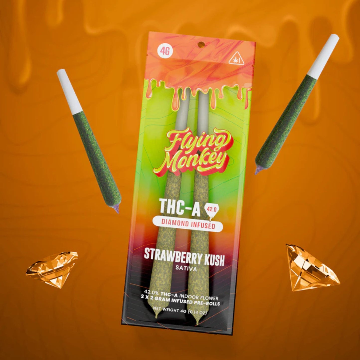 THC-A Pre-Rolls Flying Monkey - Diamond Infused Pre Rolls 4G