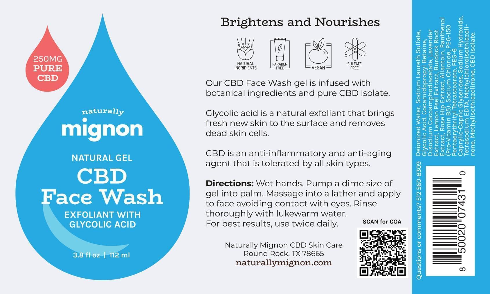 CBD Face Wash with Glycolic Acid - Naturally Mignon CBD
