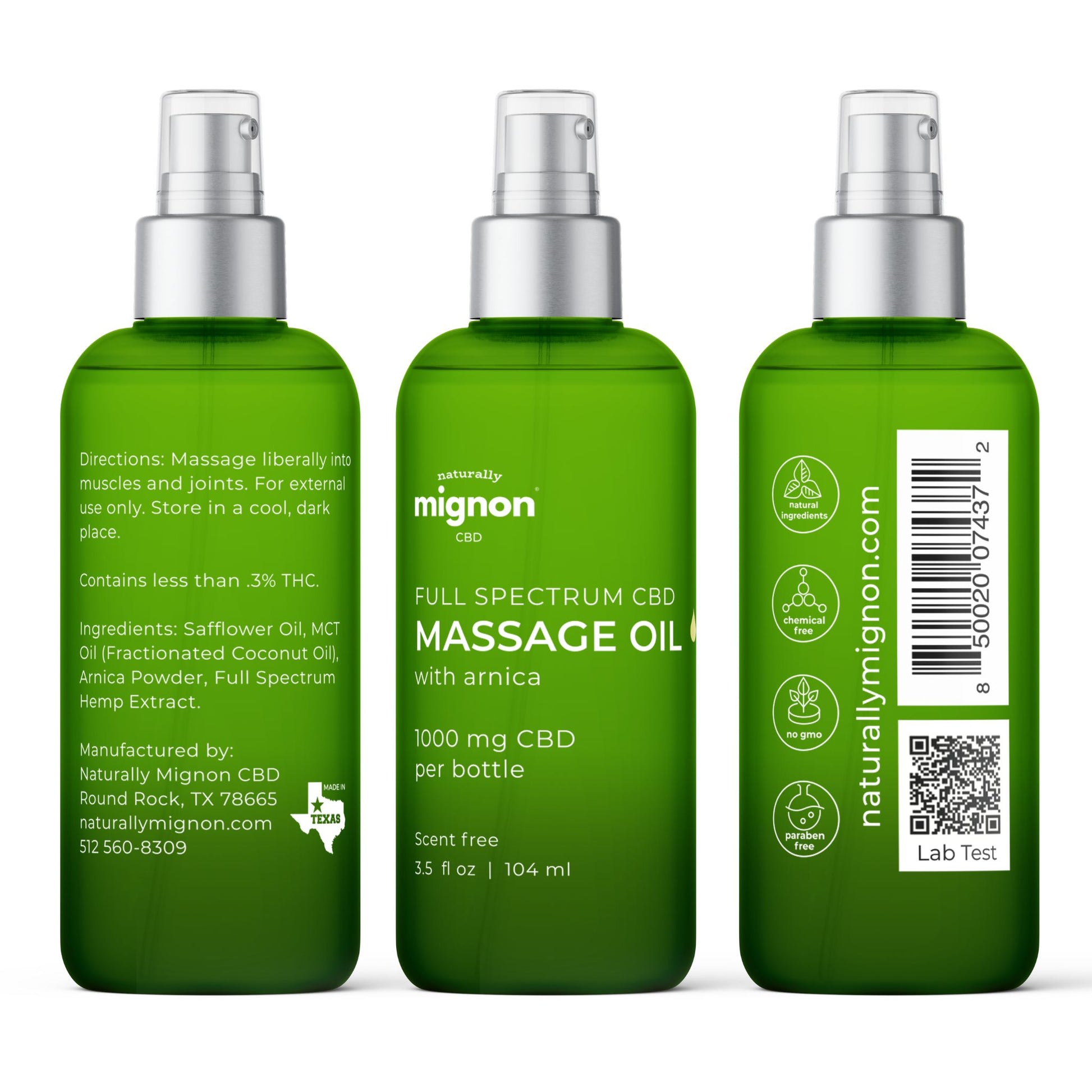 Naturally Mignon Scent Free CBD Massage Oil