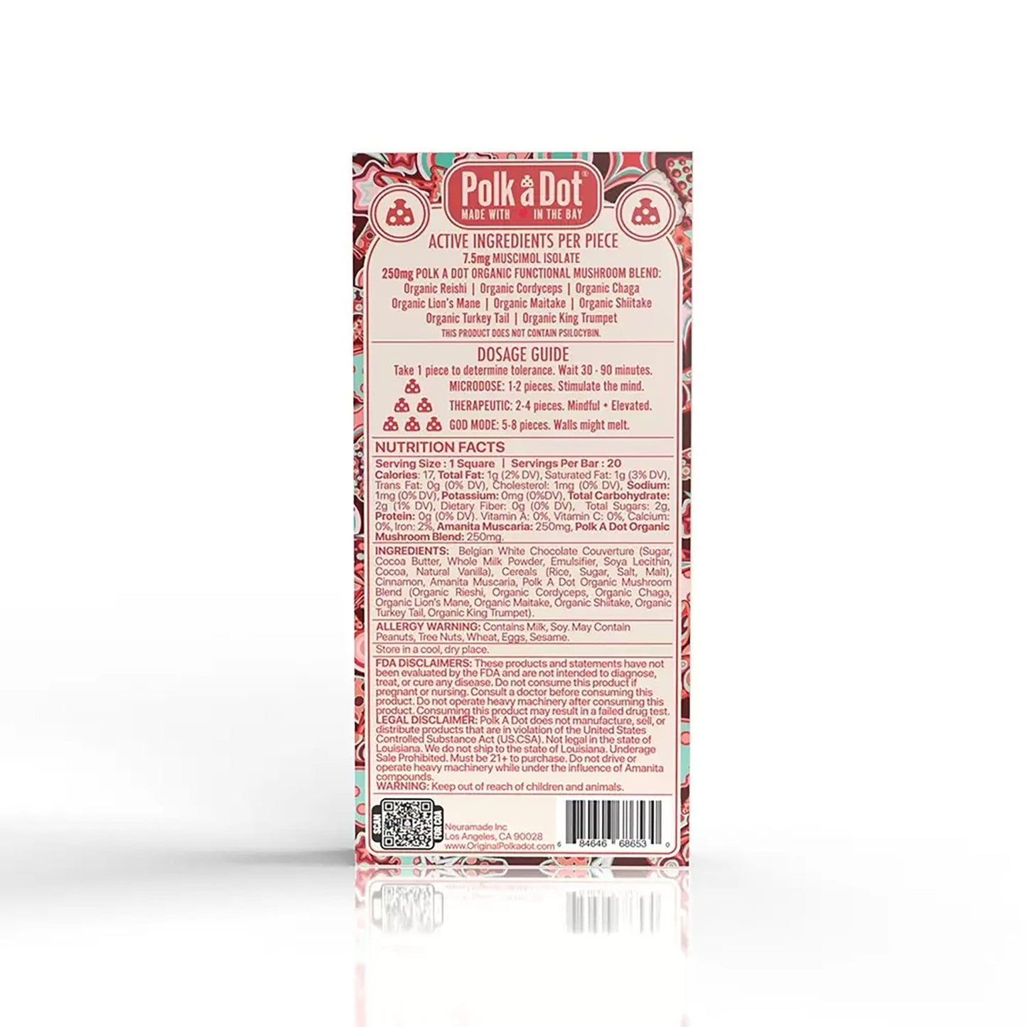 Polkadot Mushroom Chocolate Bar - Naturally Mignon CBD