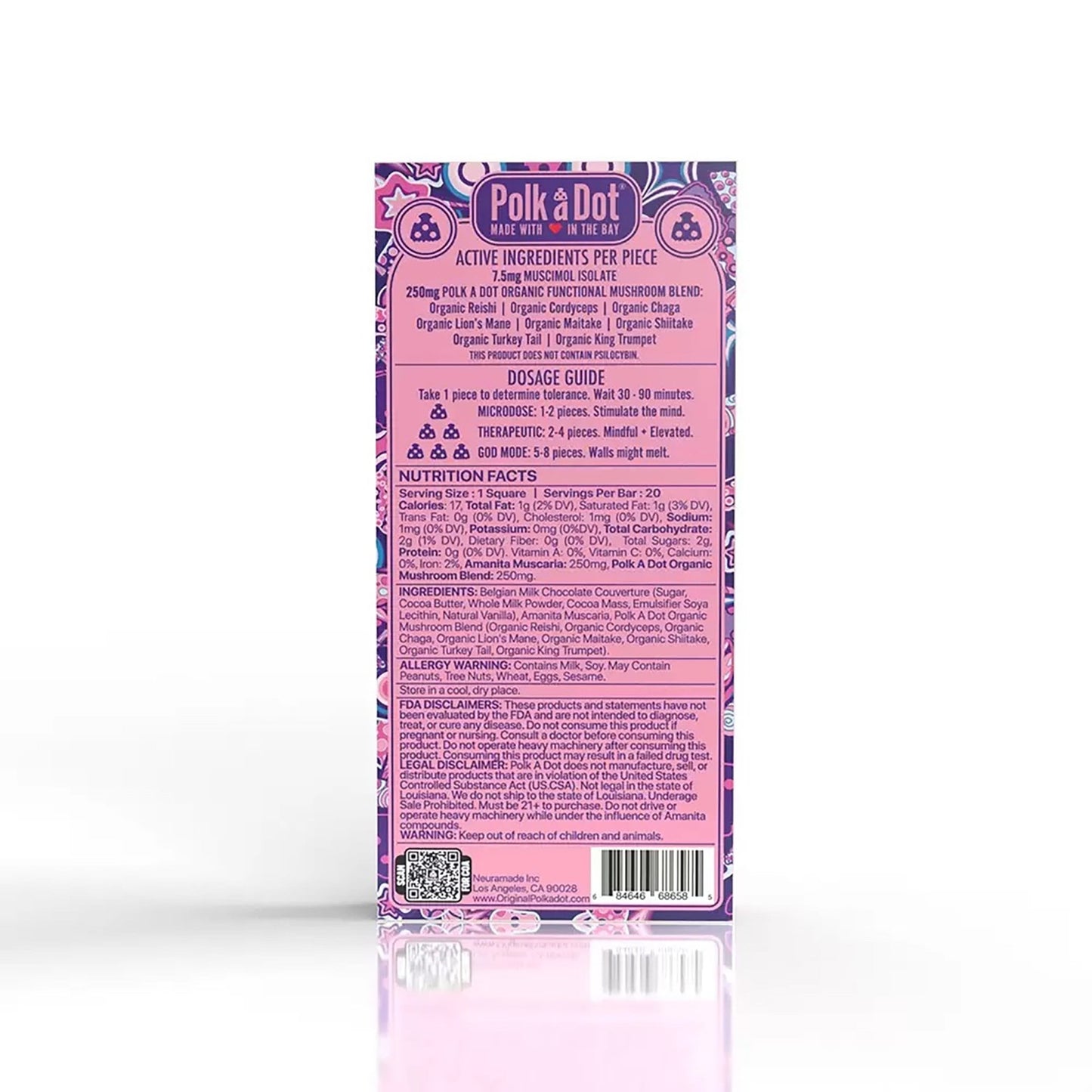 Polkadot Mushroom Chocolate Bar - Naturally Mignon CBD