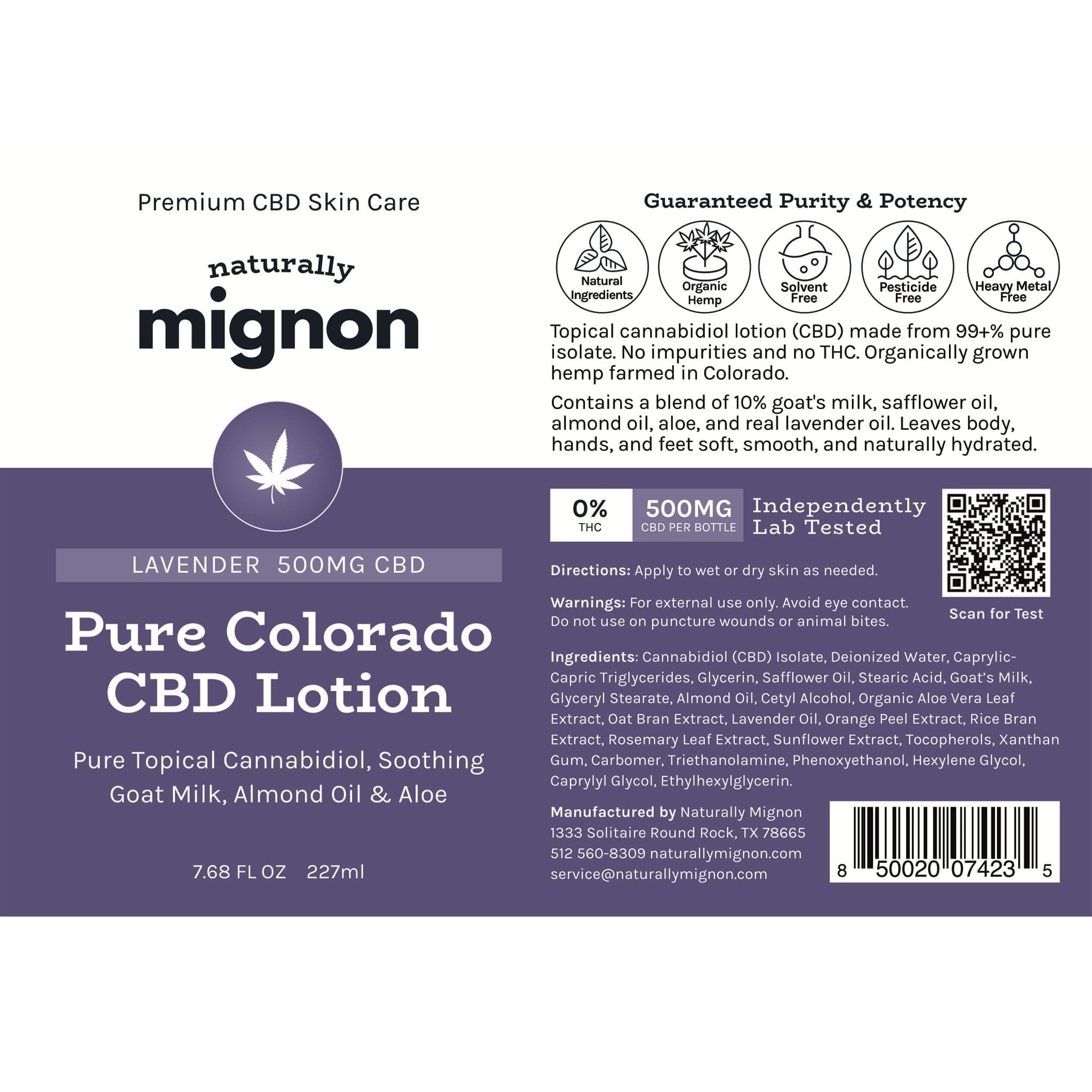 Pure Colorado CBD Goat Milk Body Lotion - Naturally Mignon CBD