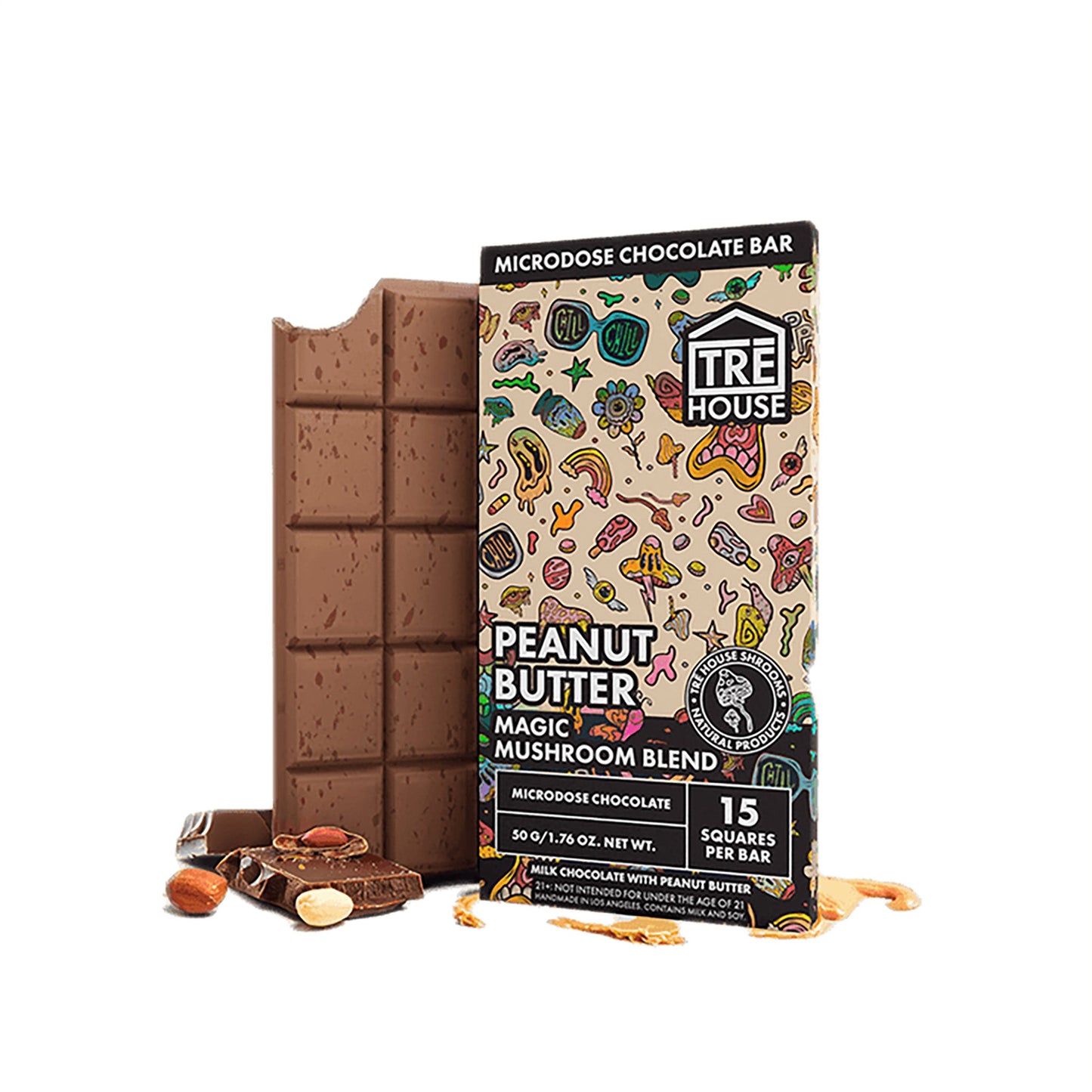 TRĒ House Magic Mushrooms Chocolate Bar - Microdose Chocolate Bar - Naturally Mignon CBD