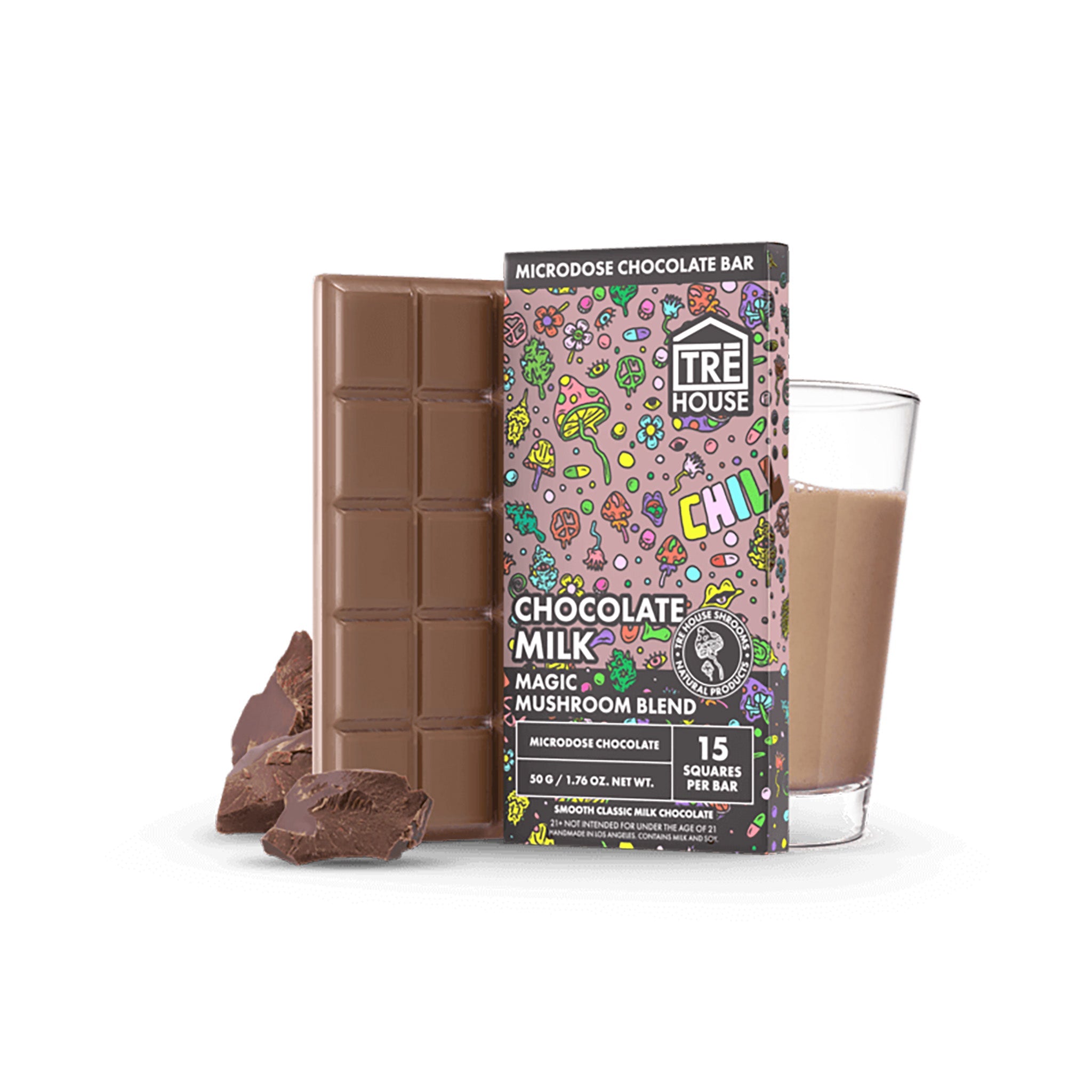 TRĒ House Magic Mushrooms Chocolate Bar - Microdose Chocolate Bar - Naturally Mignon CBD