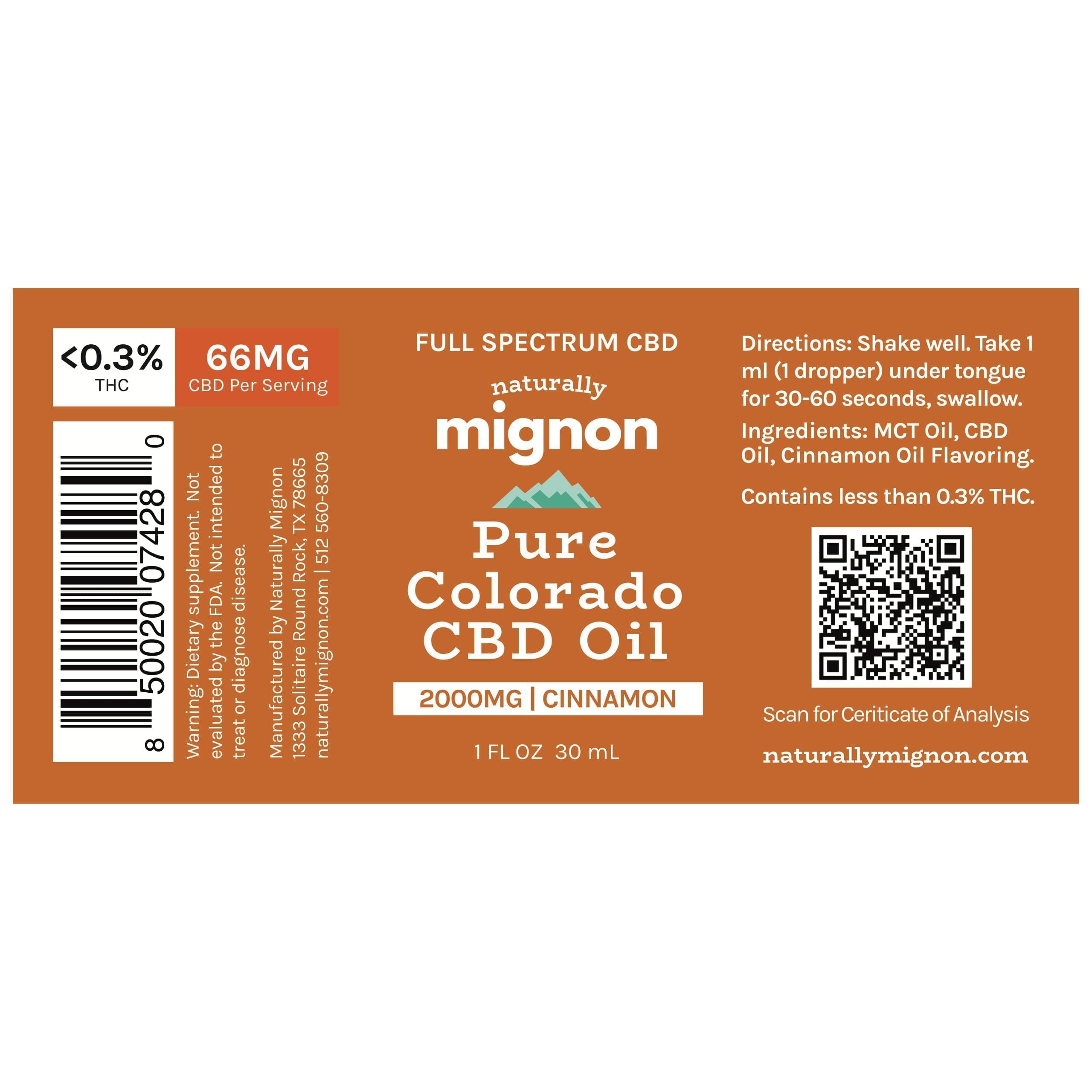 Pure Colorado Full Spectrum CBD Oil Label