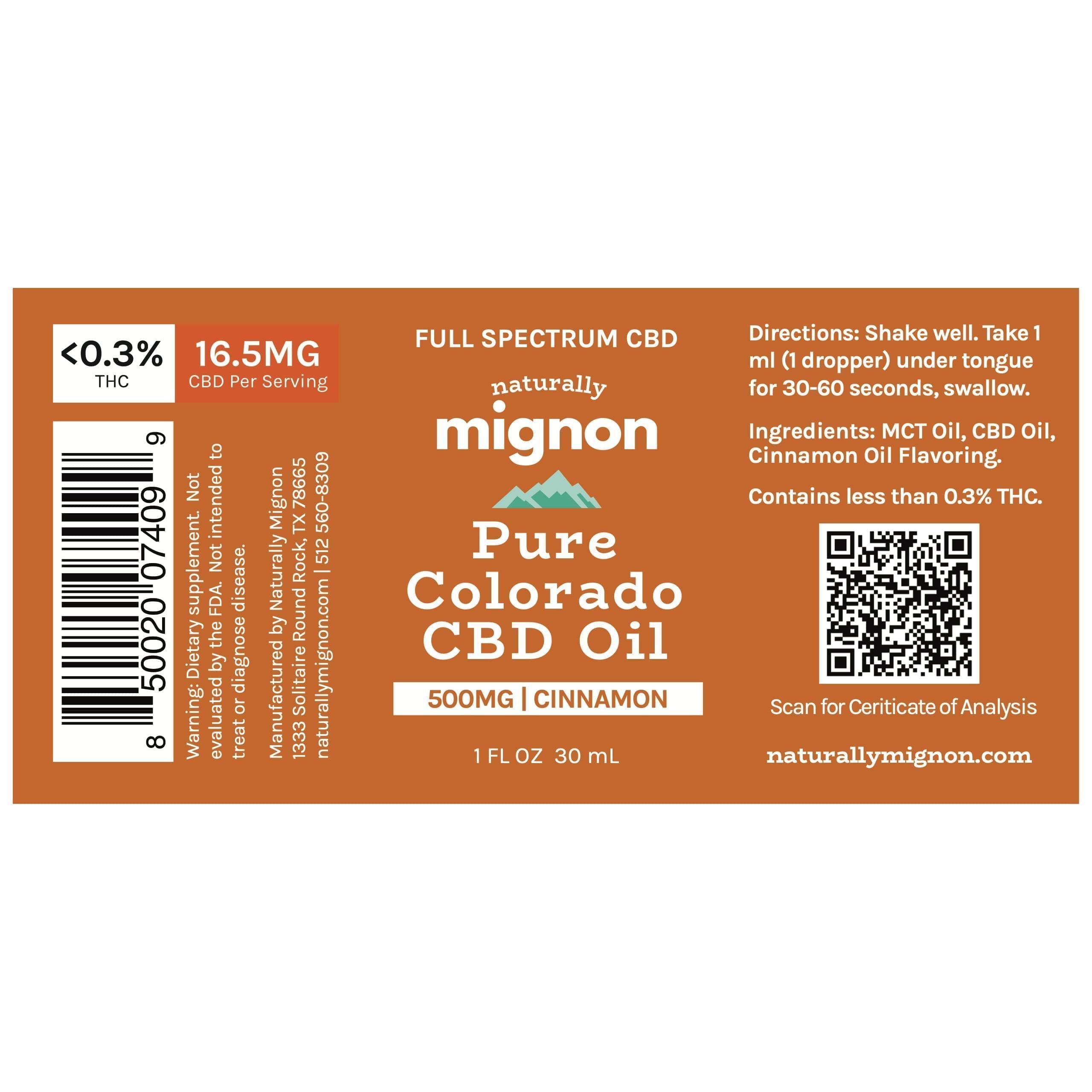 Cinnamon Full Spectrum 500mg CBD Oil from Colorado